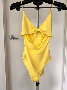 Wilfred Lemon Yellow One-Piece Swimsuit with Front Tie